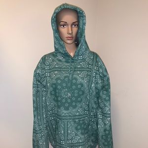 Paisley Print Green and White hoodie